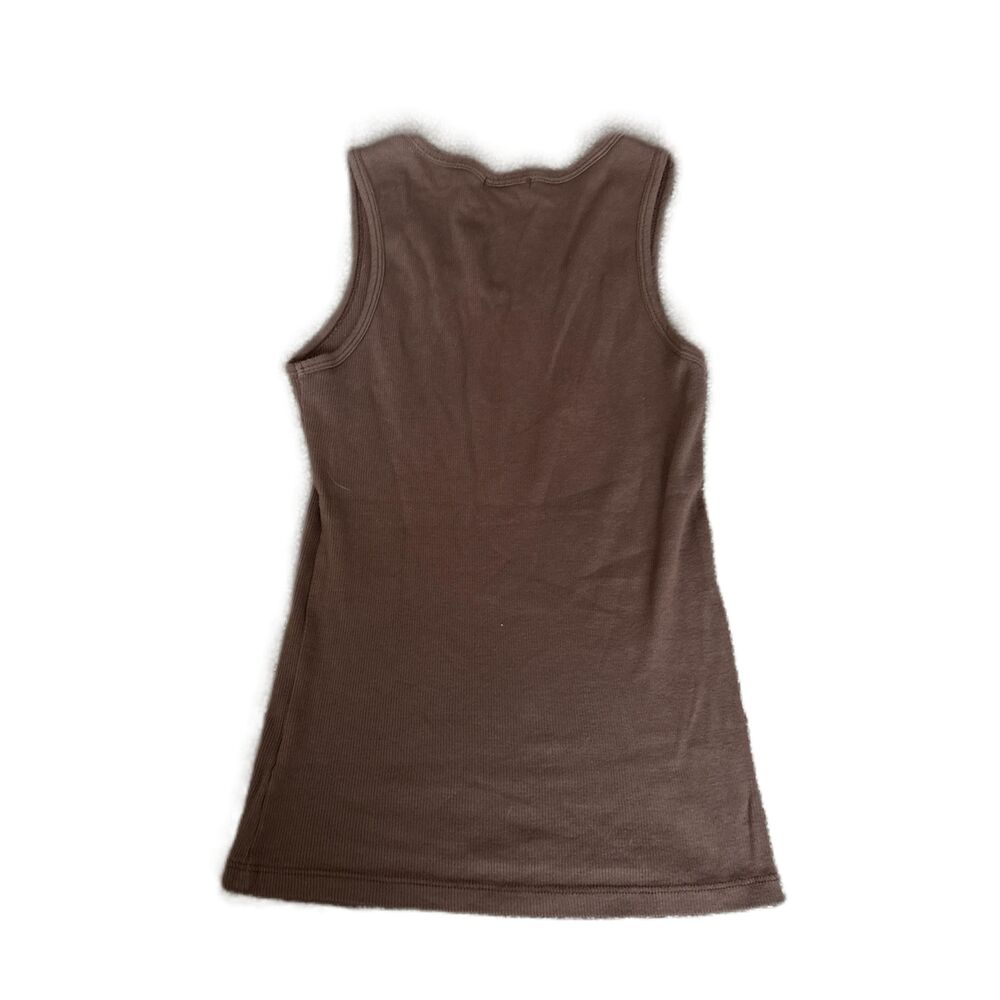 Twenty One Brown Pink Sleeveless Printed Text Round Neck Tank Top Size Medium - Picture 2 of 5